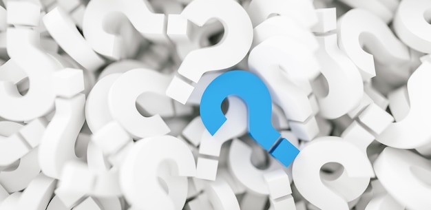 infinite question marks with a blue colored question sign, business and marketing concepts