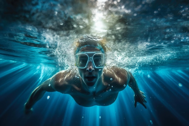 Infinite Ripples Swimmer's Motion in Luminous Pool