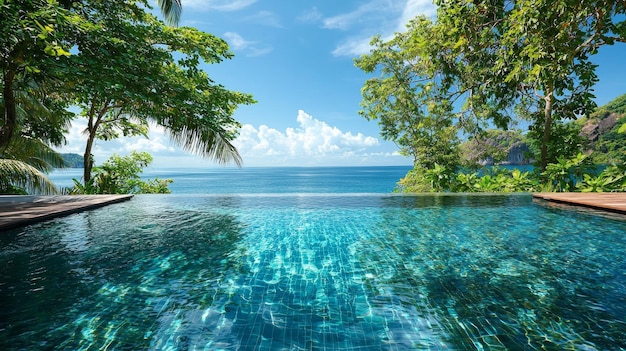 Infinity Pool Overlooking Tropical Ocean