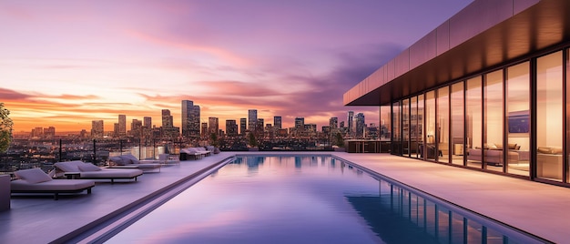 Photo infinity pool with cityscape