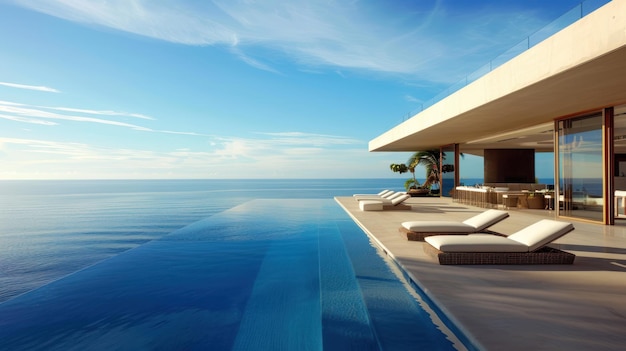 Photo infinity pool with ocean view