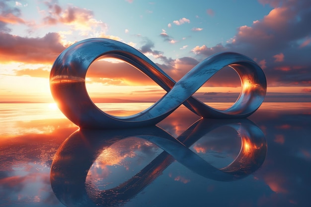 Photo infinity symbol reflecting sunset