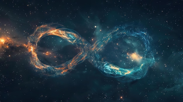 Infinity symbol or sign Abstract night sky background