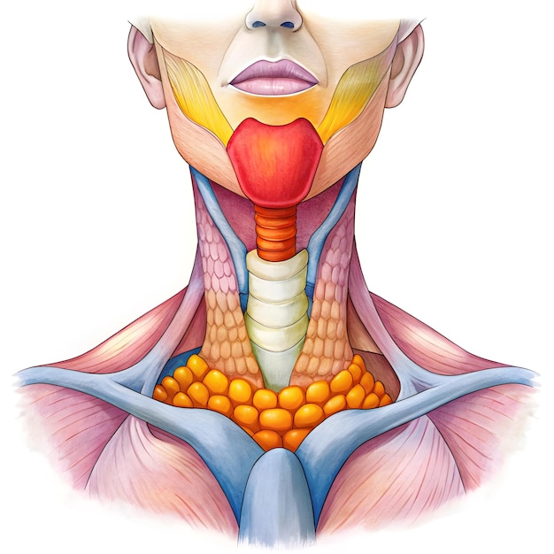 Inflamed thyroid gland illustration