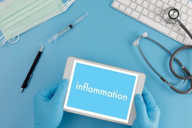 Inflammation Joint inflammation concept doctor healthcare Medical Report , lymph glands , allergies. dermatology.