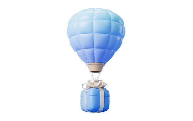 Photo inflatable hot air balloon with cartoon style 3d rendering