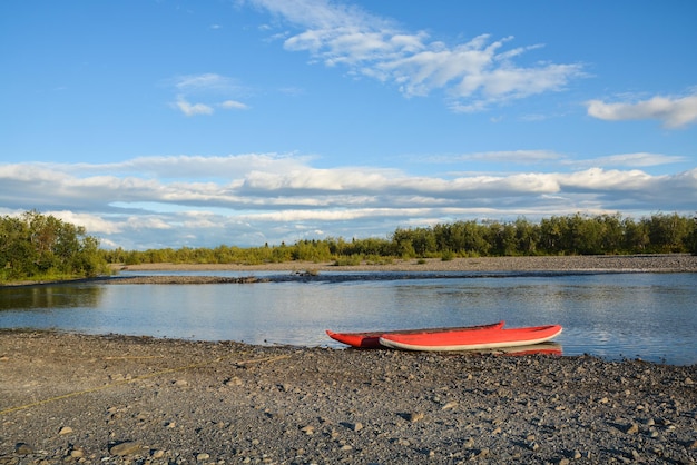 Inflatable kayaks on the northern river