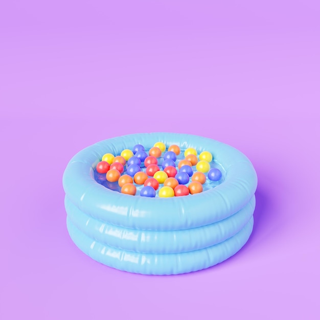 Inflatable pool with colorful balls