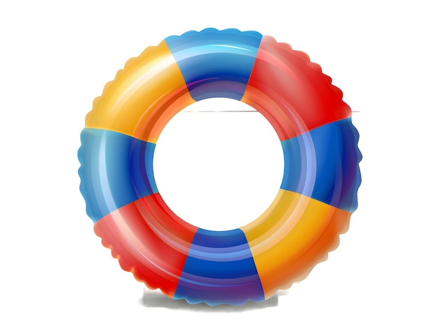 Inflatable ring floating in swimming pool