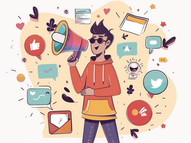 Influencer Marketing Cartoon AI Icon