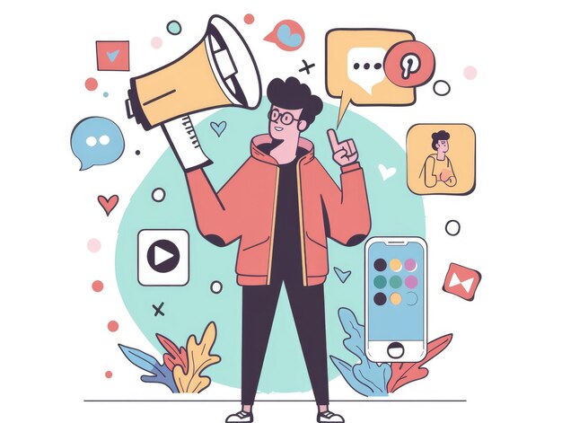 Influencer Marketing Cartoon AI Icon