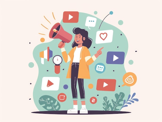 Influencer Marketing Cartoon AI Icon