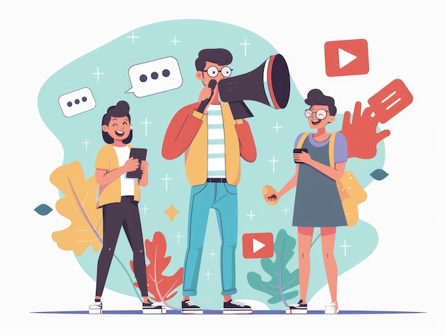 Influencer Marketing Cartoon AI Icon