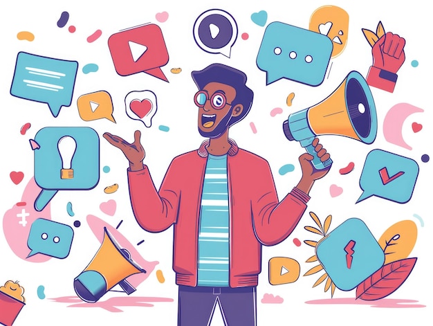 Photo influencer marketing cartoon ai icon