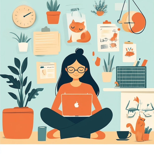 Photo infographic on balancing work tasks and personal time while working remotely