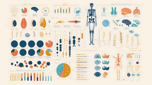 Photo infographic element healthcare topic including medical symbol anatomy diagram health tip disease