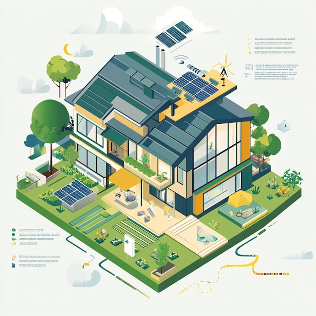 Photo an infographic illustrating energysaving tips for residential and commercial buildings