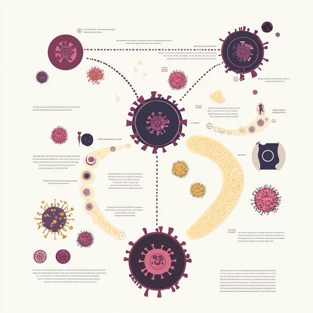 Photo an infographic showing the lifecycle of a common viral infection like the flu