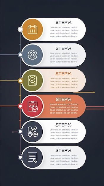 Photo infographic template with five options or steps with place for icons and text dark background vec