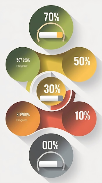 Infographic template with five round progress indicators