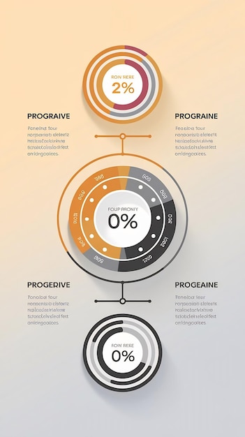 Infographic template with four round progress indicators