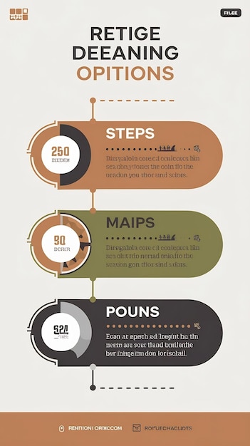 Infographic template with main title and 3 steps or options