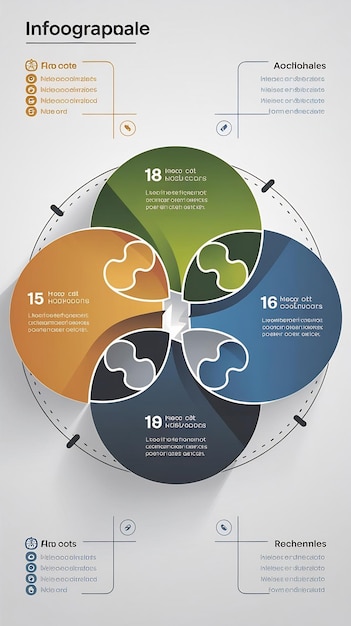 Photo infographic template with puzzle circles with four elements