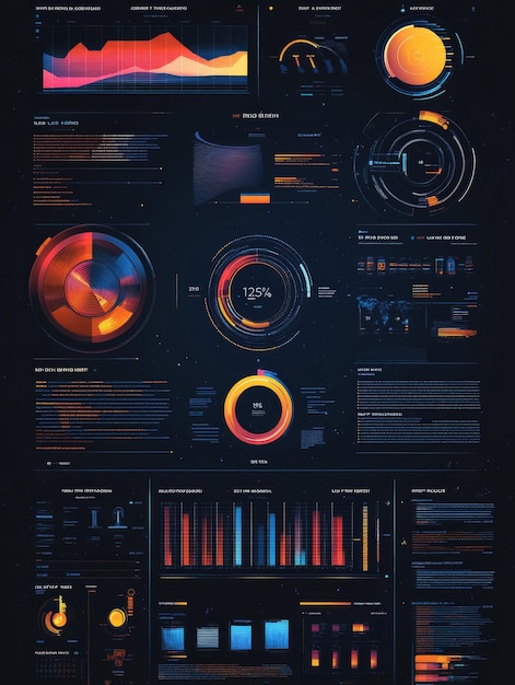 Photo infographics on dark background