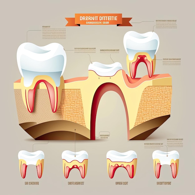 Infographics dental bridge used to cover a missing tooth dental problems vector illustration Made by AIArtificial intelligence