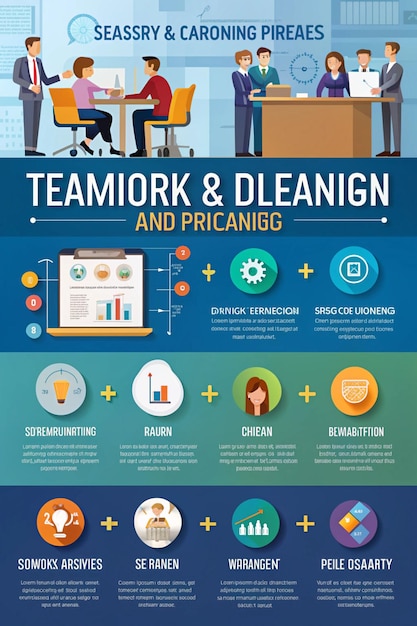 Photo infographics teamwork design planning for effective project management