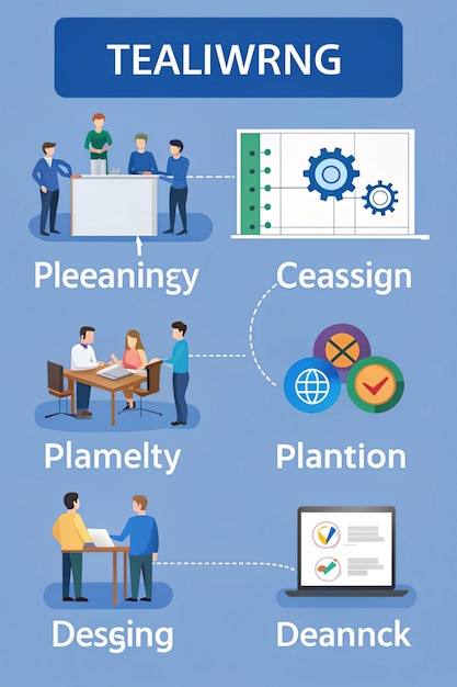 Photo infographics teamwork design planning for effective project management