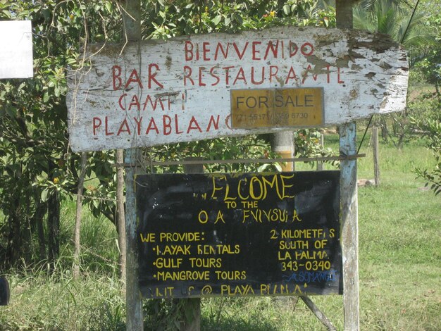 Information sign on field