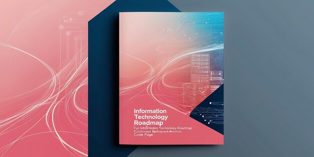 Photo information technology roadmap abstract background cover page pink and blue colors