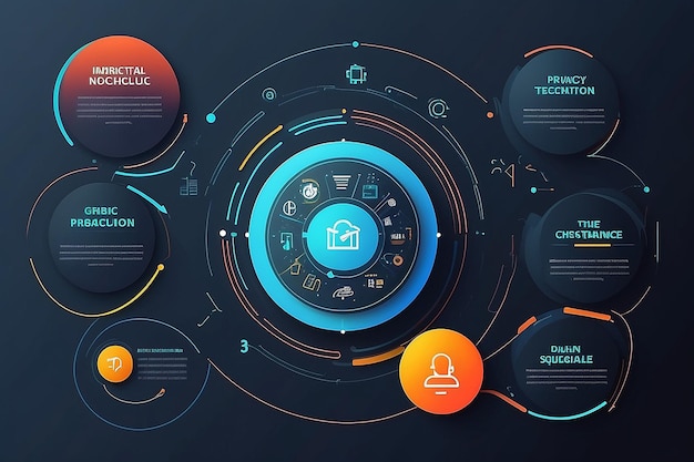 Photo informative circular process infographic chart for digital technology demonstration