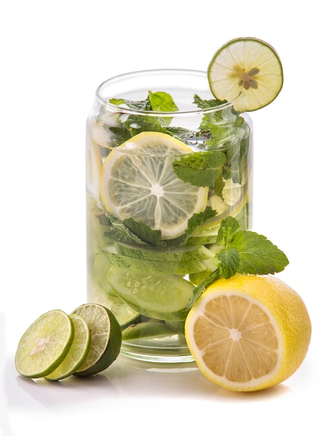 Infused water mix of cucumber, lime and lemon