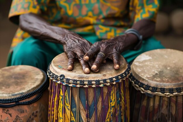 Photo infusing west african drumming patterns ar generative ai