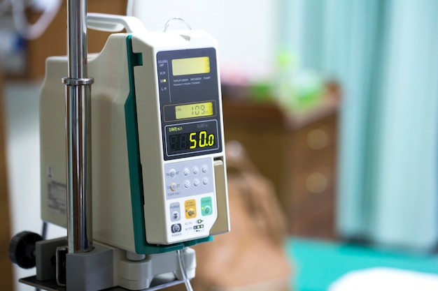 Infusion pump drip for patients in the hospital.