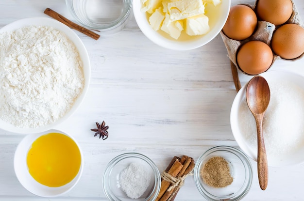 Ingredients for baking gingerbread or cake