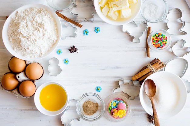 Ingredients for baking gingerbread or cake