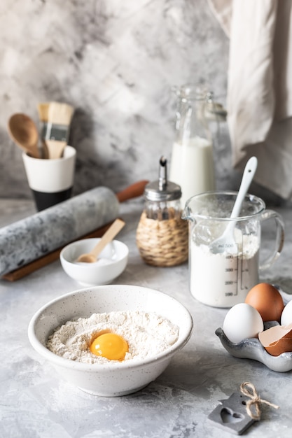 Ingredients for baking pancakes