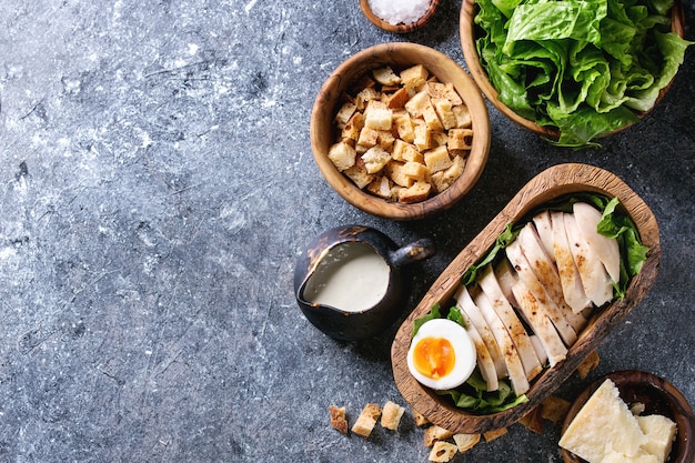 Ingredients for Caesar salad