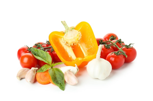 Ingredients for cooking Adjika isolated on white background