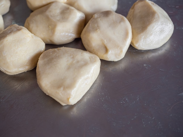 Ingredients of fresh Roti flour for making Roti, Indian traditional street food.