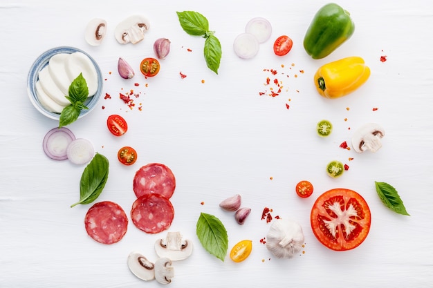 The ingredients for homemade pizza 