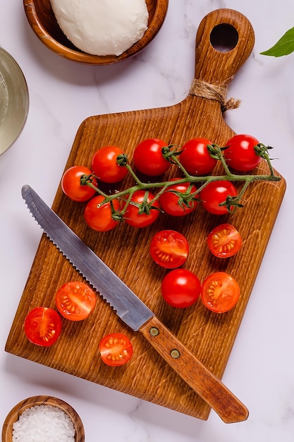 Ingredients for making caprese salad