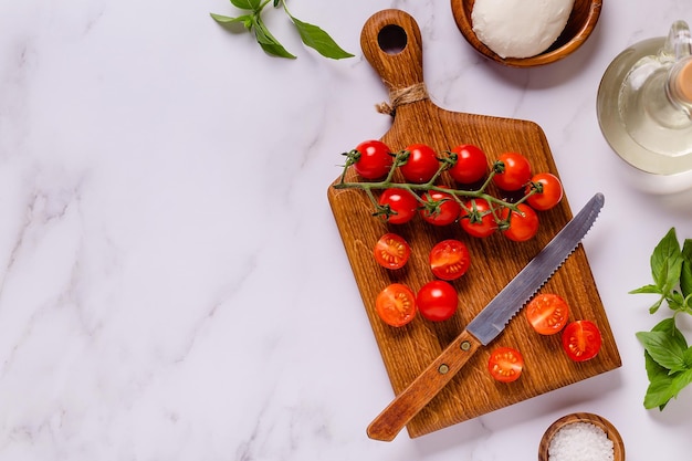 Ingredients for making caprese salad