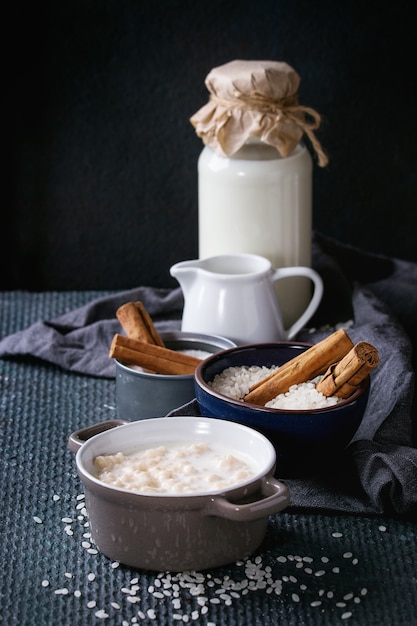 Ingredients for making rice pudding