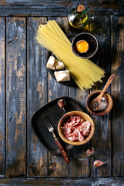 Ingredients for pasta carbonara