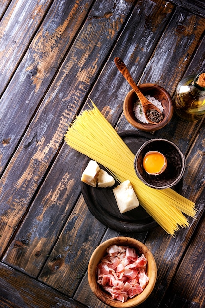 Ingredients for pasta carbonara