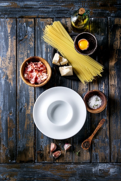 Ingredients for pasta carbonara